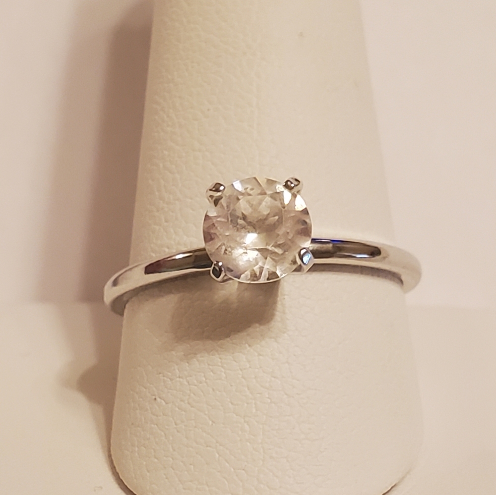 Vintage Uncas Silver Solitaire Crystal Ring - Picture 7 of 13